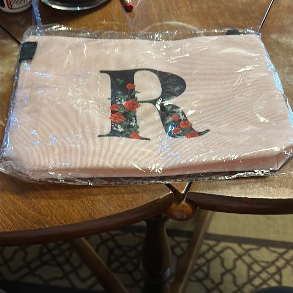 Pink Pouch with Floral Letter R